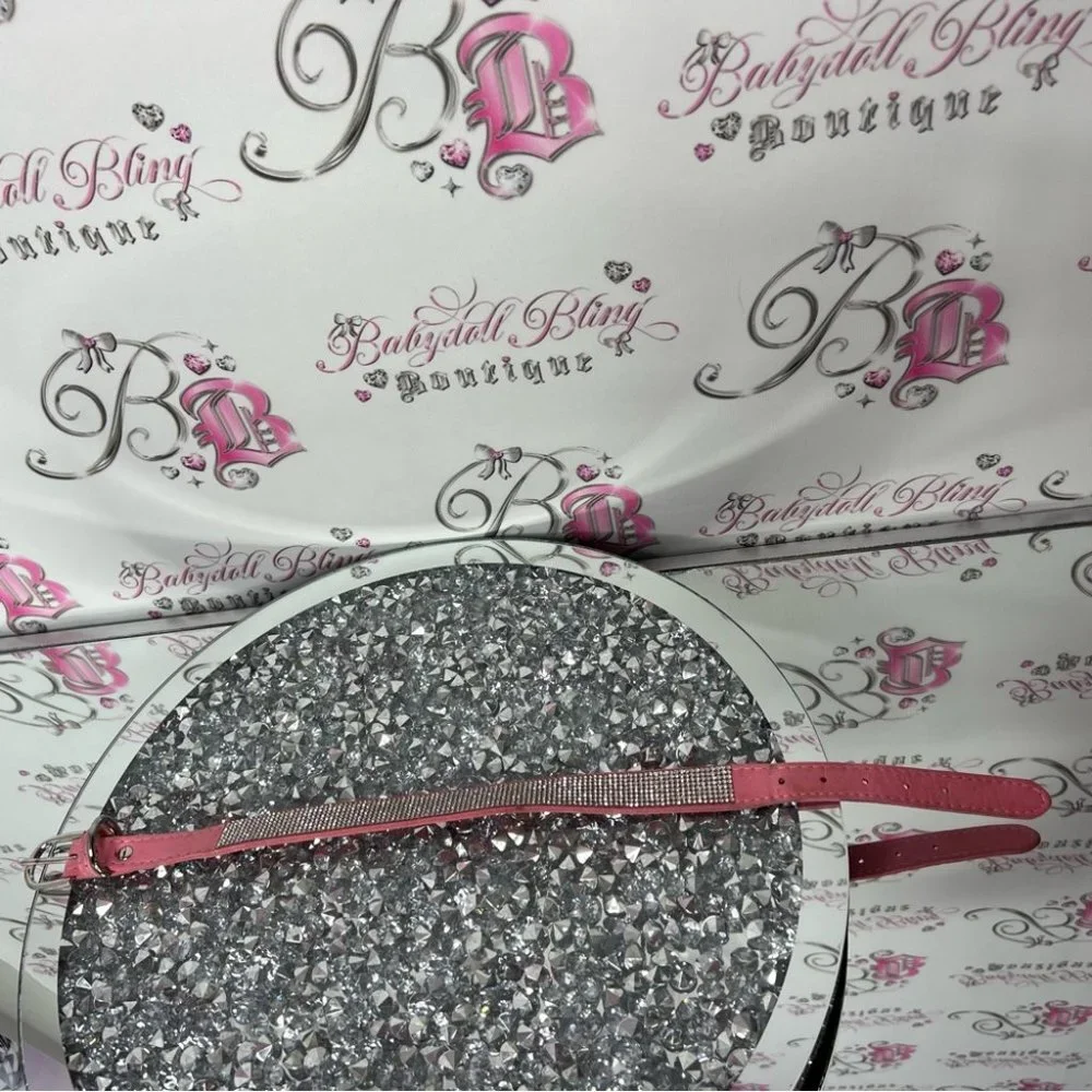 Bling collar rhinestone diamonds animal dog necklace collar choker suede pink